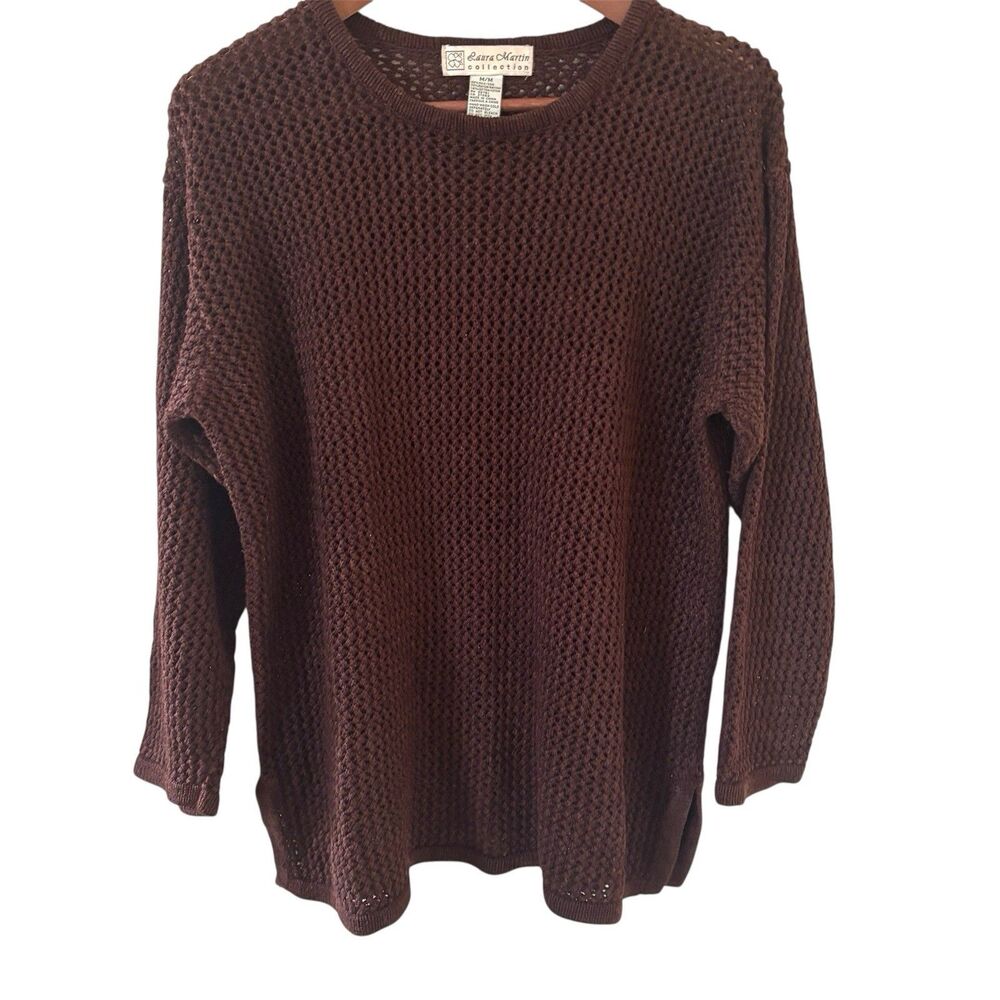 Silk Blend Womens Cozy Sweater Size Medium Preppy Fall‎ Brown Comfort Outdoors